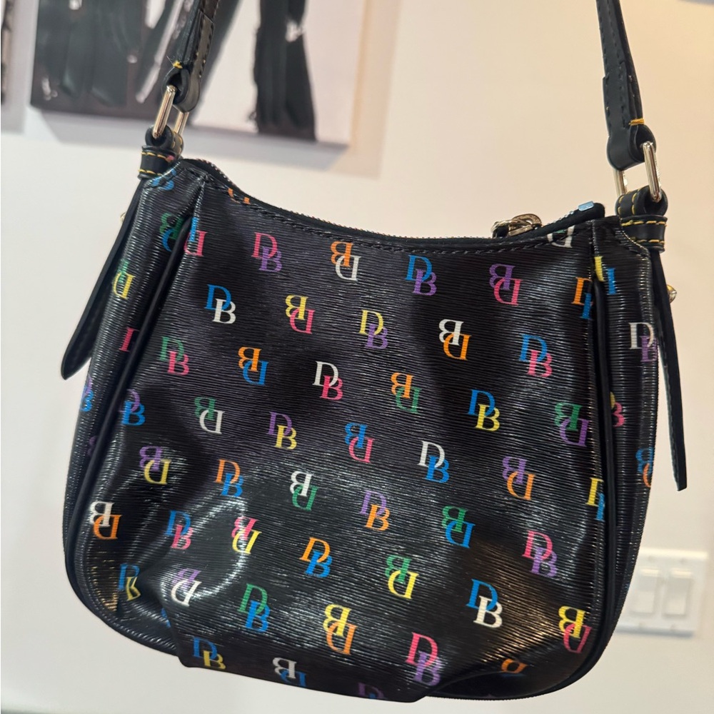 Sold***Dooney and Bourke Multicolor Interlocking D&B Mini Margot Crossbody EUC - Picture 3 of 4
